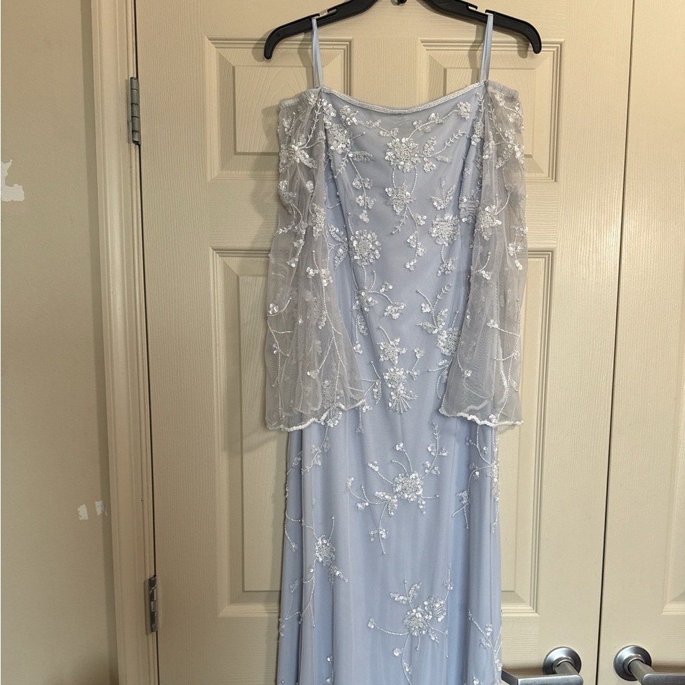 Blue Beaded Adrianna Papell Dress